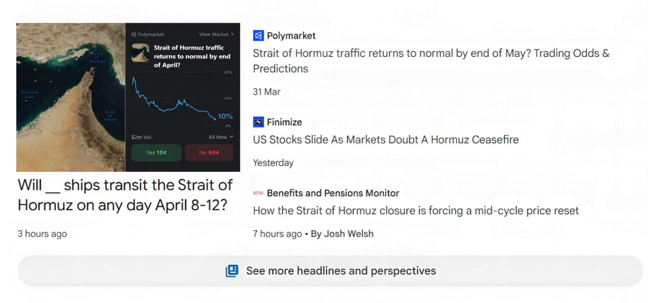 Google removed Polymarket information from the search results.
