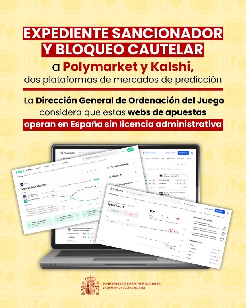 Spain has blocked Polymarket and Kalshi and initiated a criminal case against them.