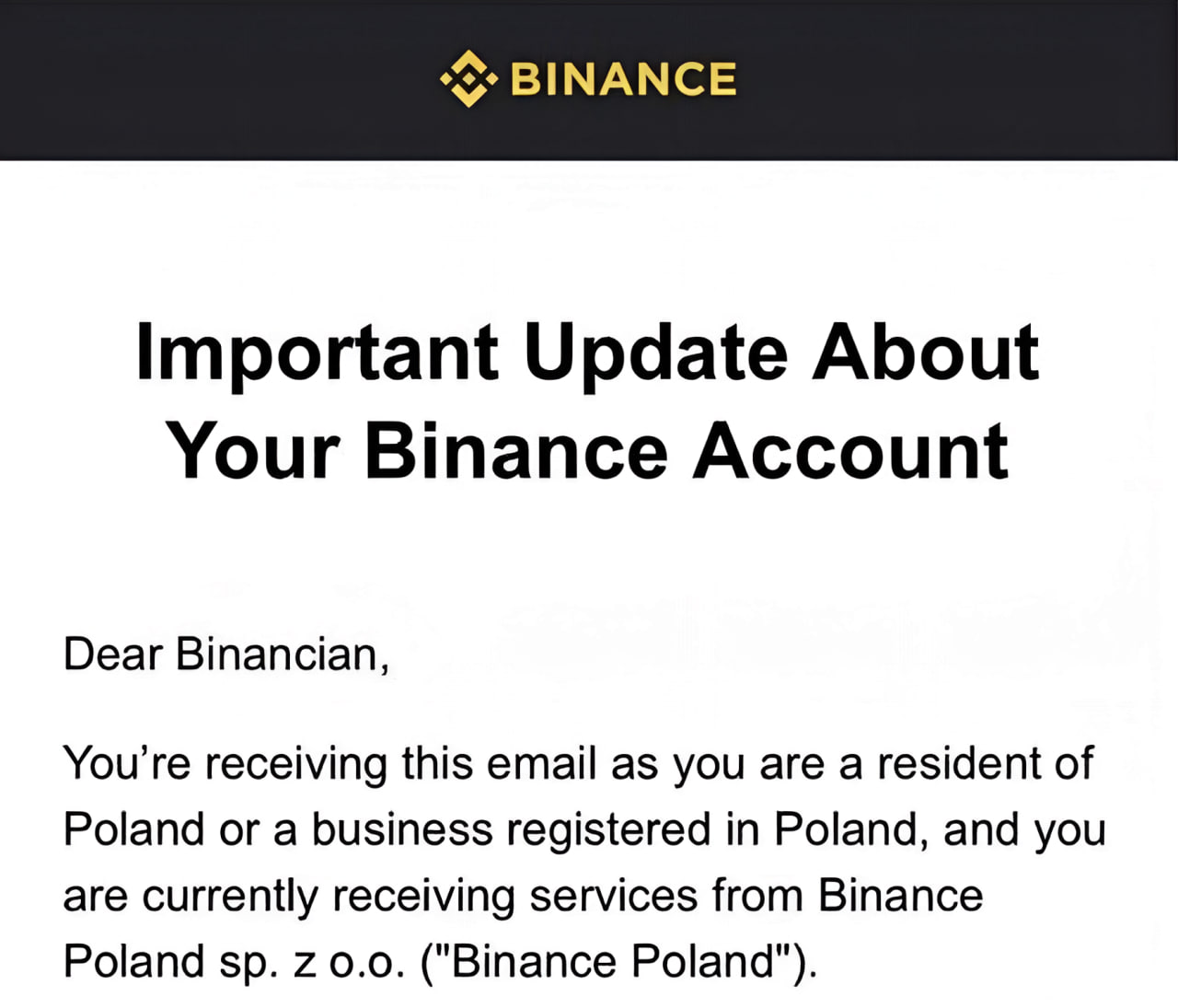 Binance limite officiellement l'accès des utilisateurs de l'UE à des services clés à partir du 1er juillet